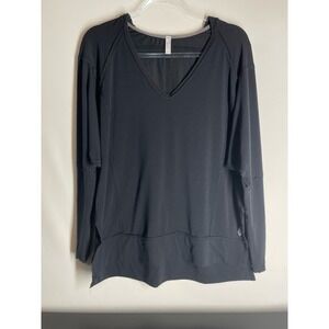 Free People Movement Black V-neck Oversized Hoodie Size Small